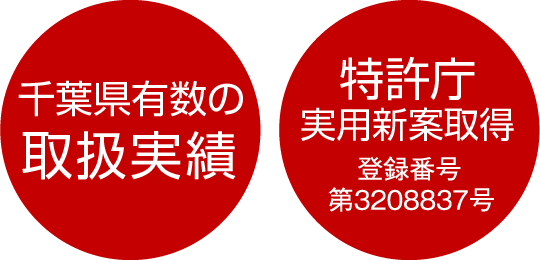 千葉県有数の取扱実績・特許庁実用新案取得 第3208837号